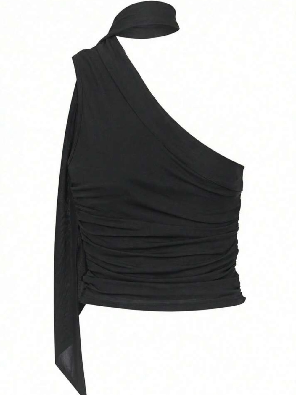 H&M Black Asymmetric Draped Top
